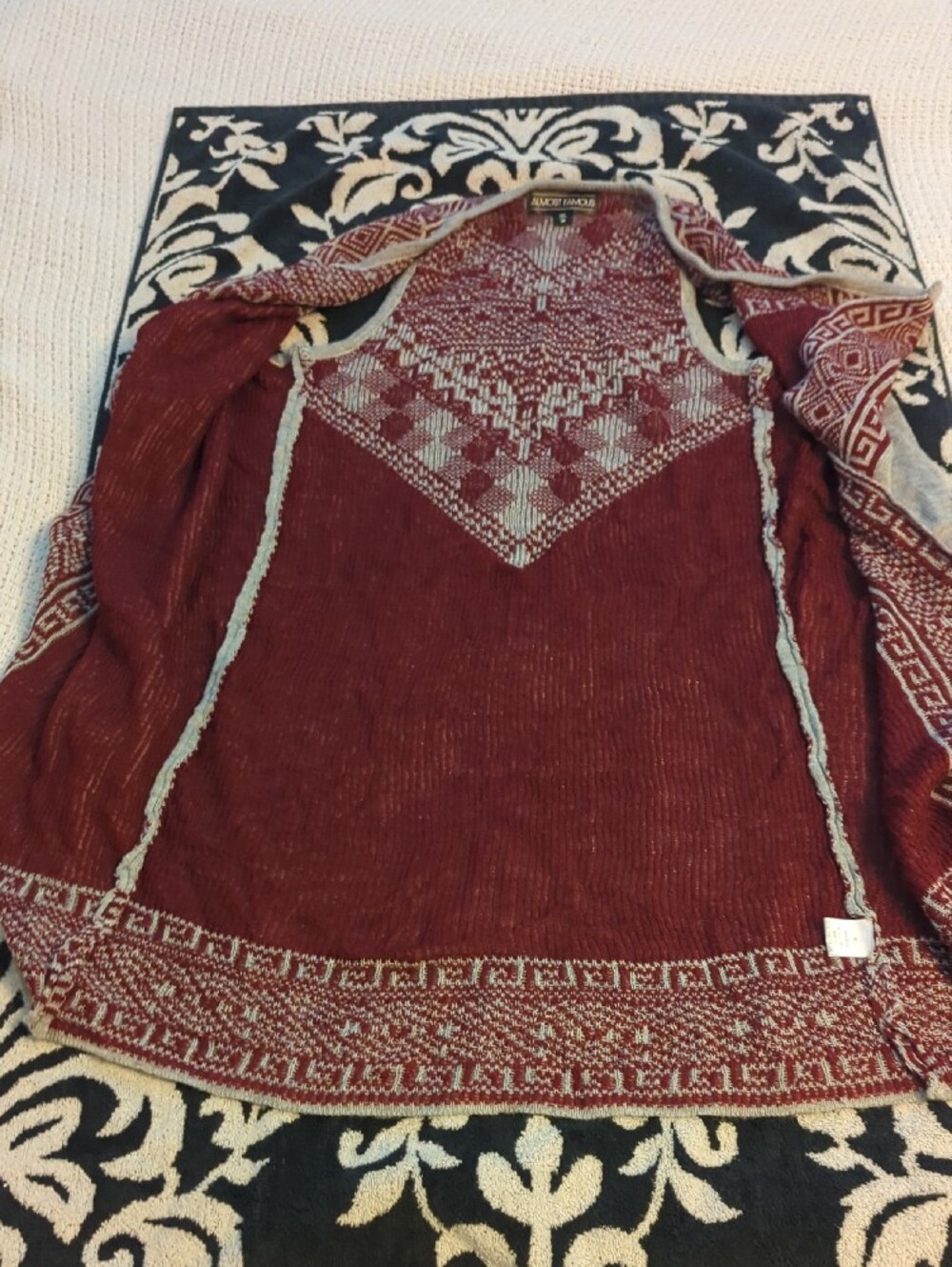 Almost Famous Gray Red Summer Weight Tunic Geometric Tribal Y2k Sleeveless - M - Picture 14 of 16